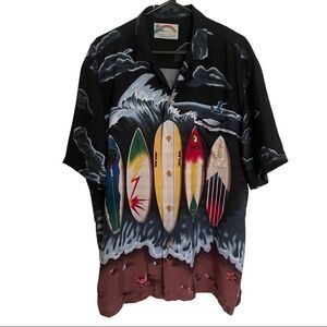VINTAGE Paradise Found Hawaiian Surfboards Button Down Shirt